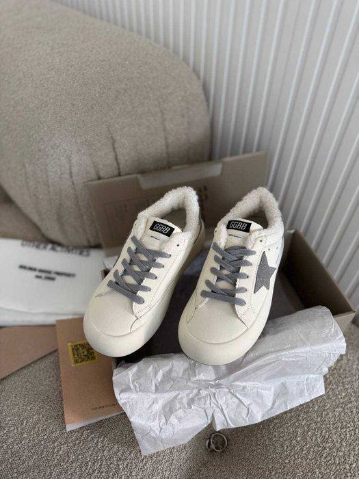 Кеди Golden Goose Deluxe Brand утеплені бежеві хутро