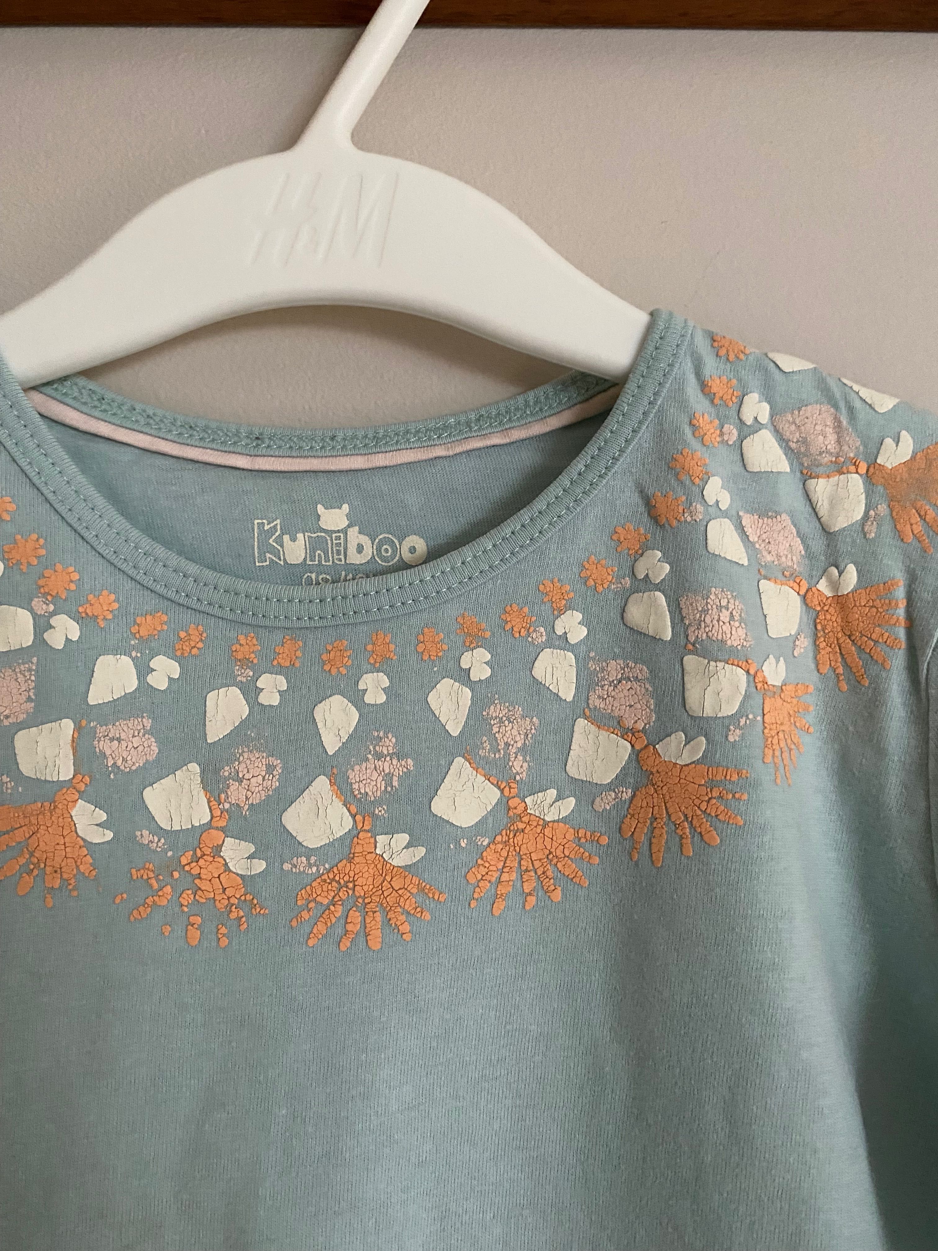 Błękitna koszulka długi rekaw styl boho Kuniboo rozm 98/104