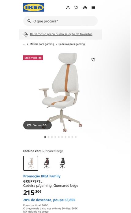 Cadeira p/ gaming/escritório ikea