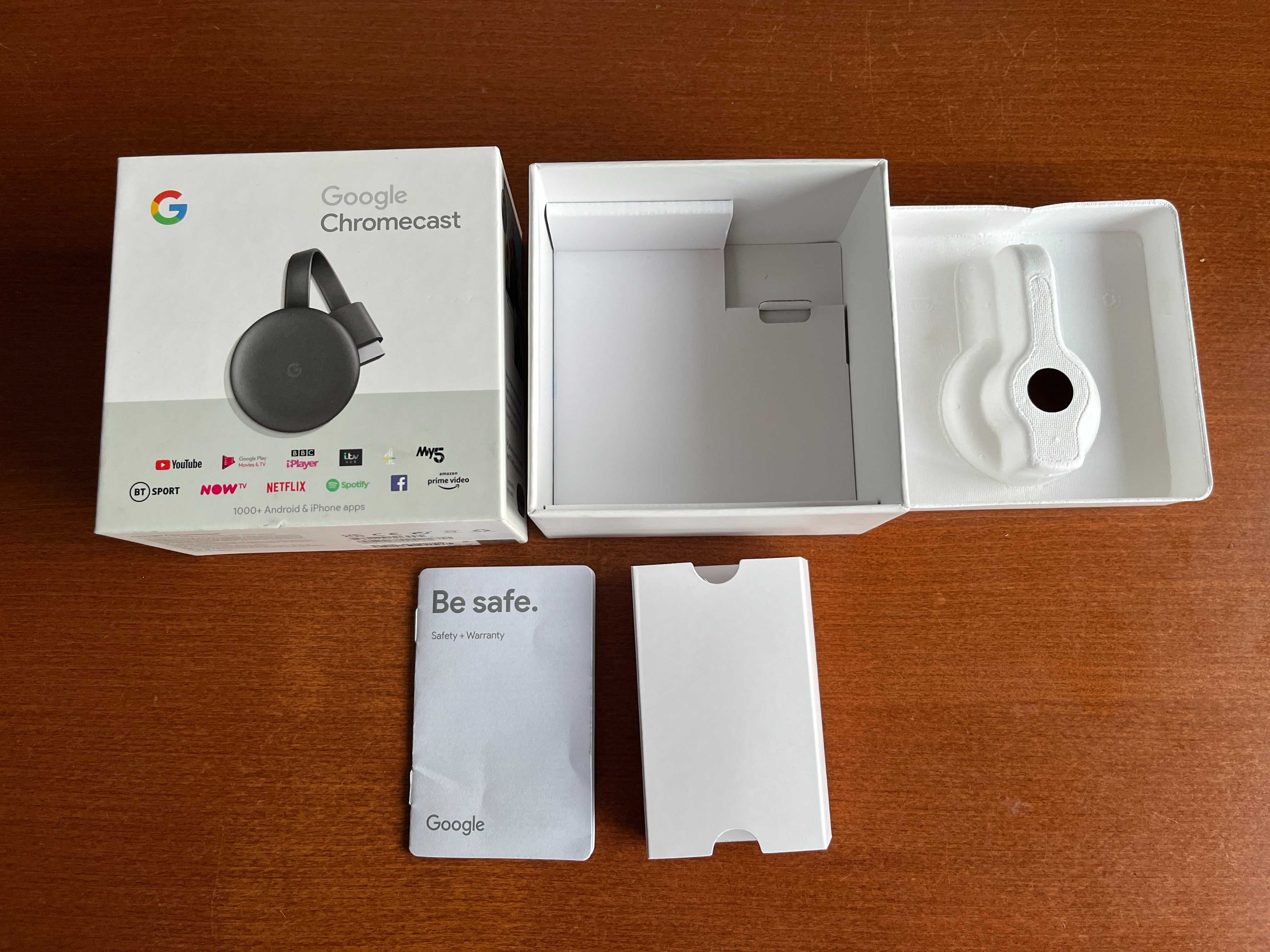 Caixa Vazia Original de Google Chromecast com manual