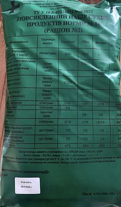 Сухпай  до 27 року в консервих банках сухпайок зсу сухий пайок добовий