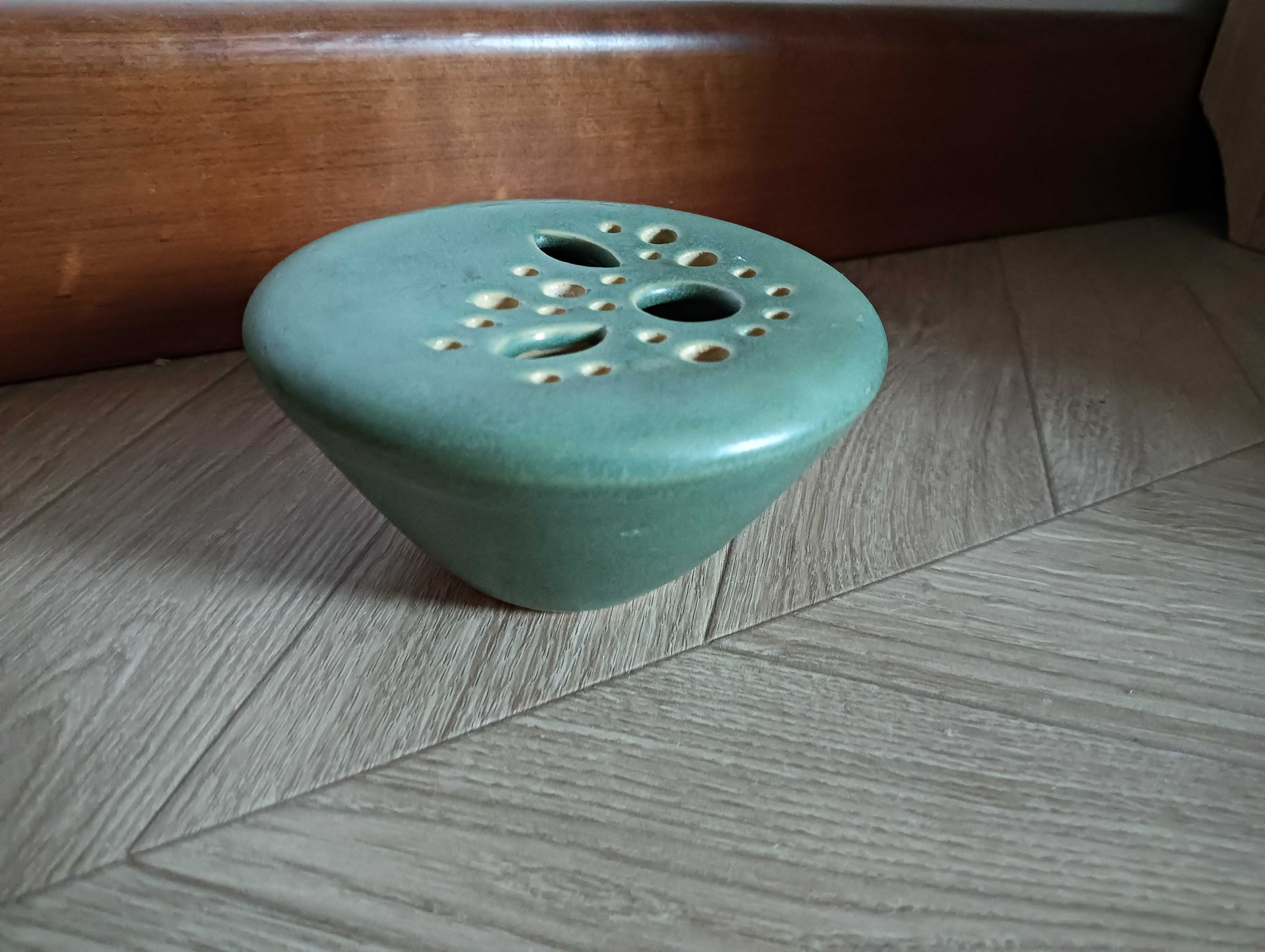 Ikebana ceramiczna zielona pojemnik na kwiaty