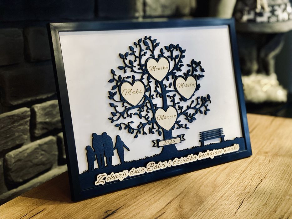 Dzien Babci i Dziadka projekt na zamowienie drzewo wnuki serca