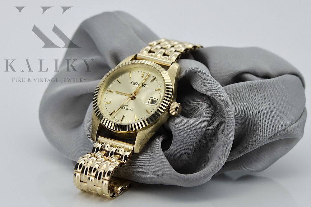 Złoty zegarek z bransoletą damską 14k Geneve lw020ydy&lbw004y Katowice