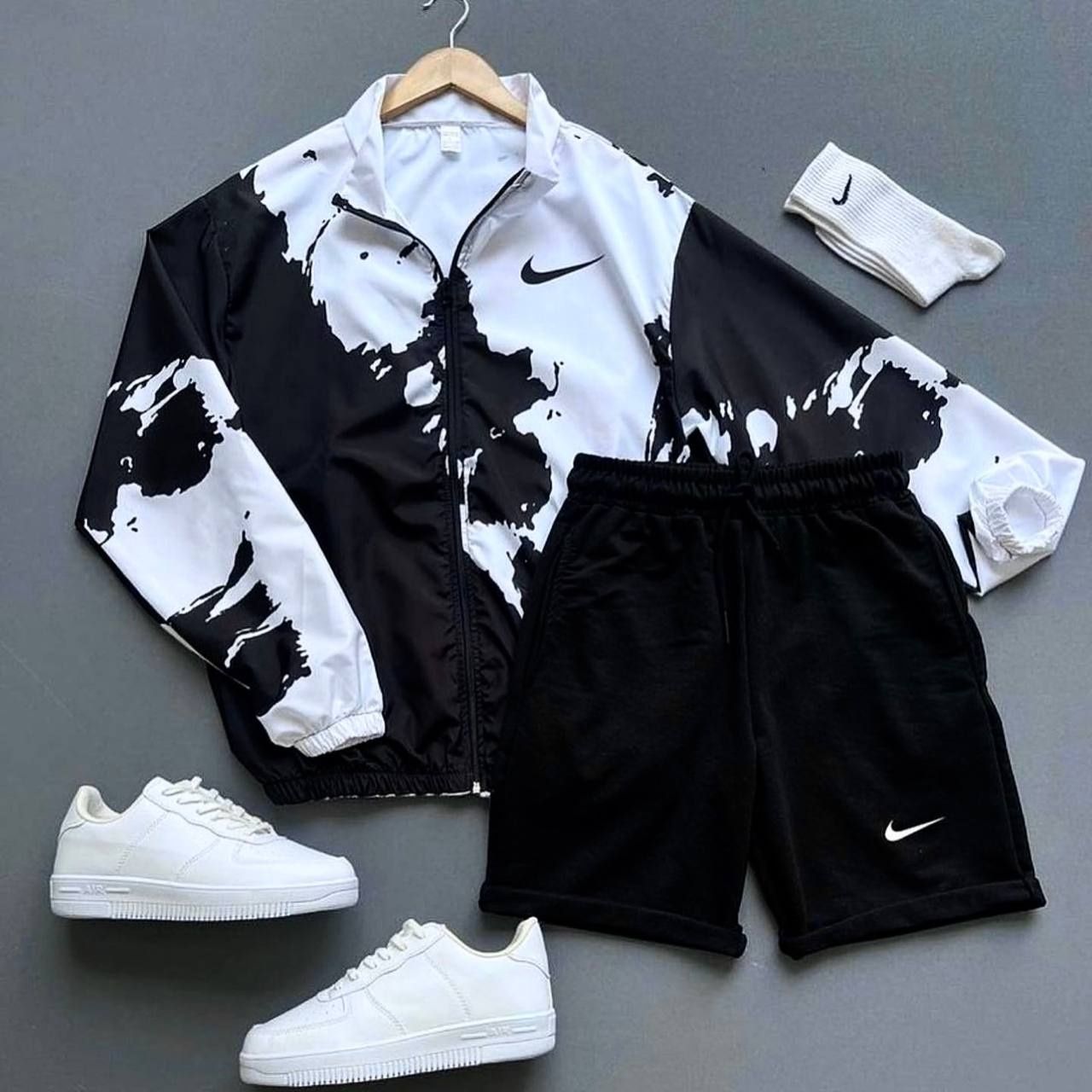 Ветровка+ шорты Nike чоловічі шорти чорні Найк куртка літо