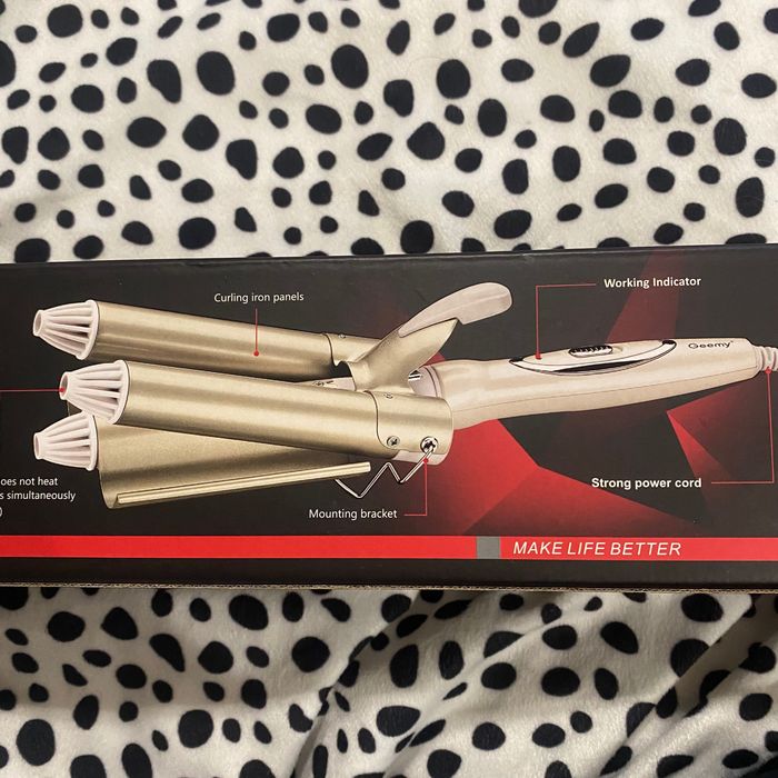 Потрійна плойка щипці для завивки волосся Geemy GM 1988 Золота з білим