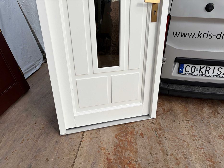 Drzwi zewnętrzne drewniane OD RĘKI dębowe Czyste Powietrze DWUKOLOR