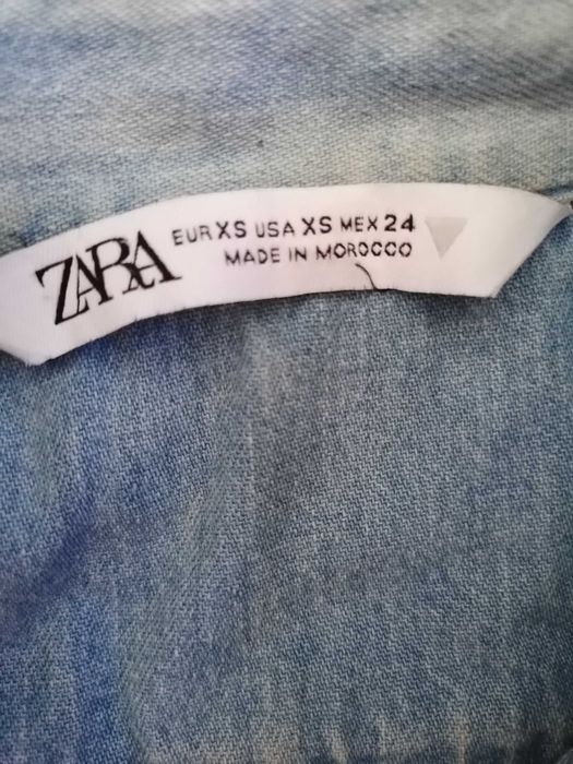 Camisa de ganga curta, da Zara, tamanho Xs