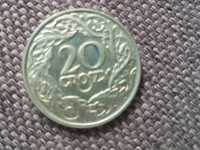 Moneta kolekcjonerska o nominale 20 groszy z 1923roku.