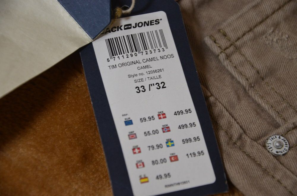 Nowe Spodnie Jack&Jones Tim Original Camel Noos 32/32