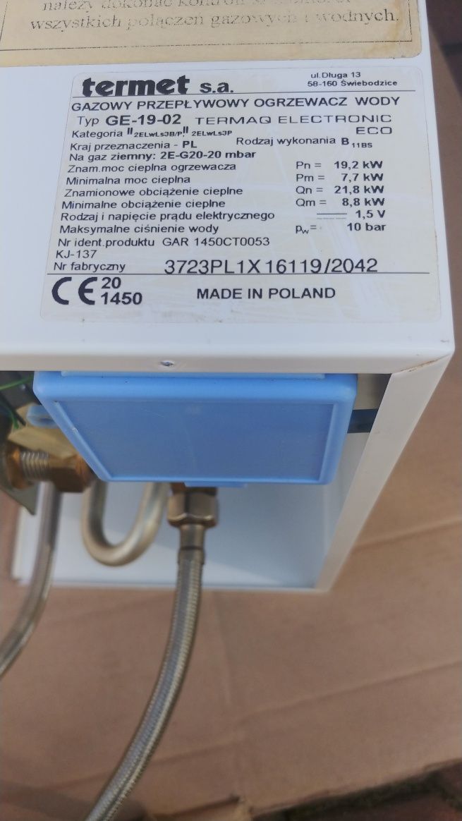 Piecyk Termet ogrzewacz GE-19-02 Junkers