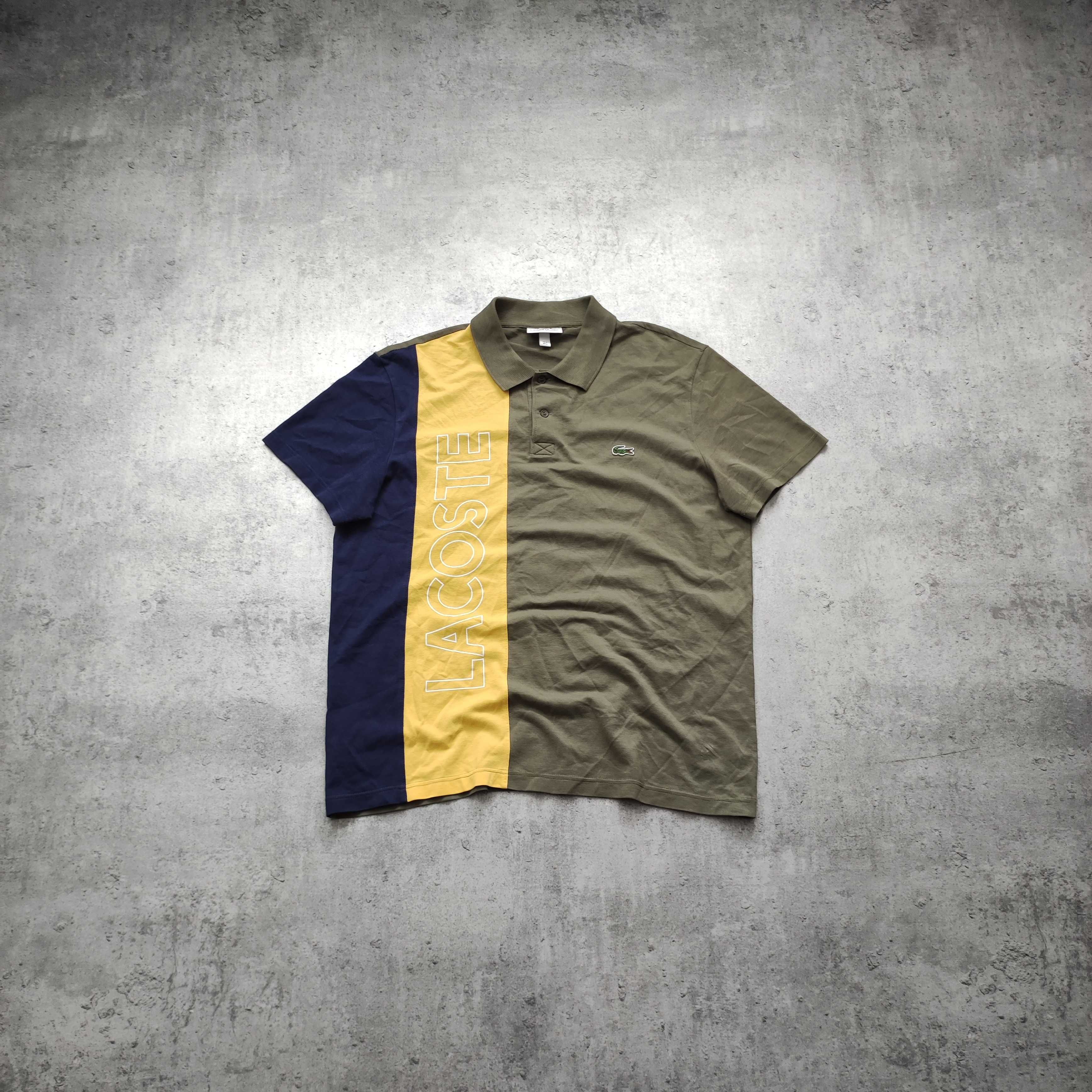 MĘSKA Elegancka PREMIUM Koszulka Polo Trzy-Kolor Lacoste France Haft