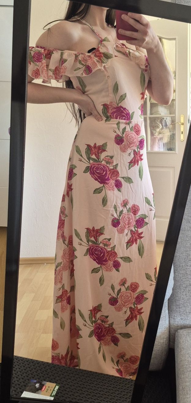 Nowa sukienka Esmara, rozmiar 38 maxi w kwiaty z falbanką