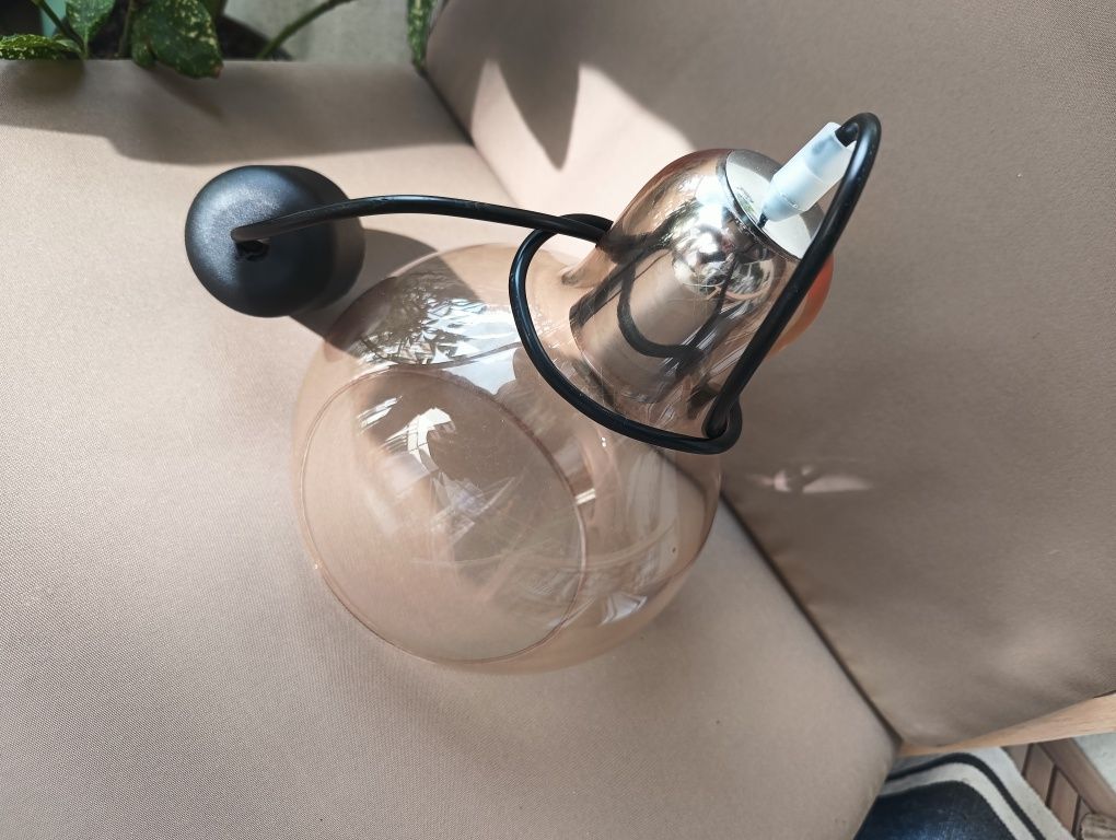 Lampa sufitowa Klosz szklany żyrandol wiszący E27  Black end white
