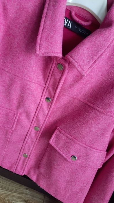 Kurtka Zara Róż jesień flauszowa