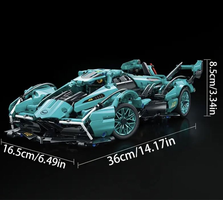 Контсруктор 1300 деталей спортивна машинка 36*17см lego technic бірюза