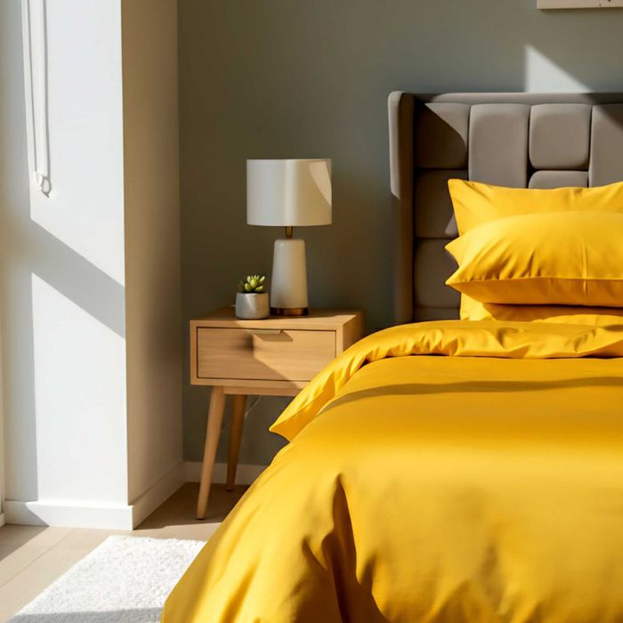 Сонячна постільна білизна. Преміум сатин. Жовтий комплект люкс