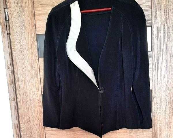 MARYNARKA-ŻAKIET czarny, rozm. 40/42, jednostronna biała klapa - super