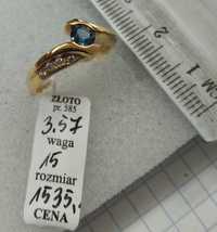 Pierścionek Topaz London Naturalny Złoto 585 14karat NOWE R.15