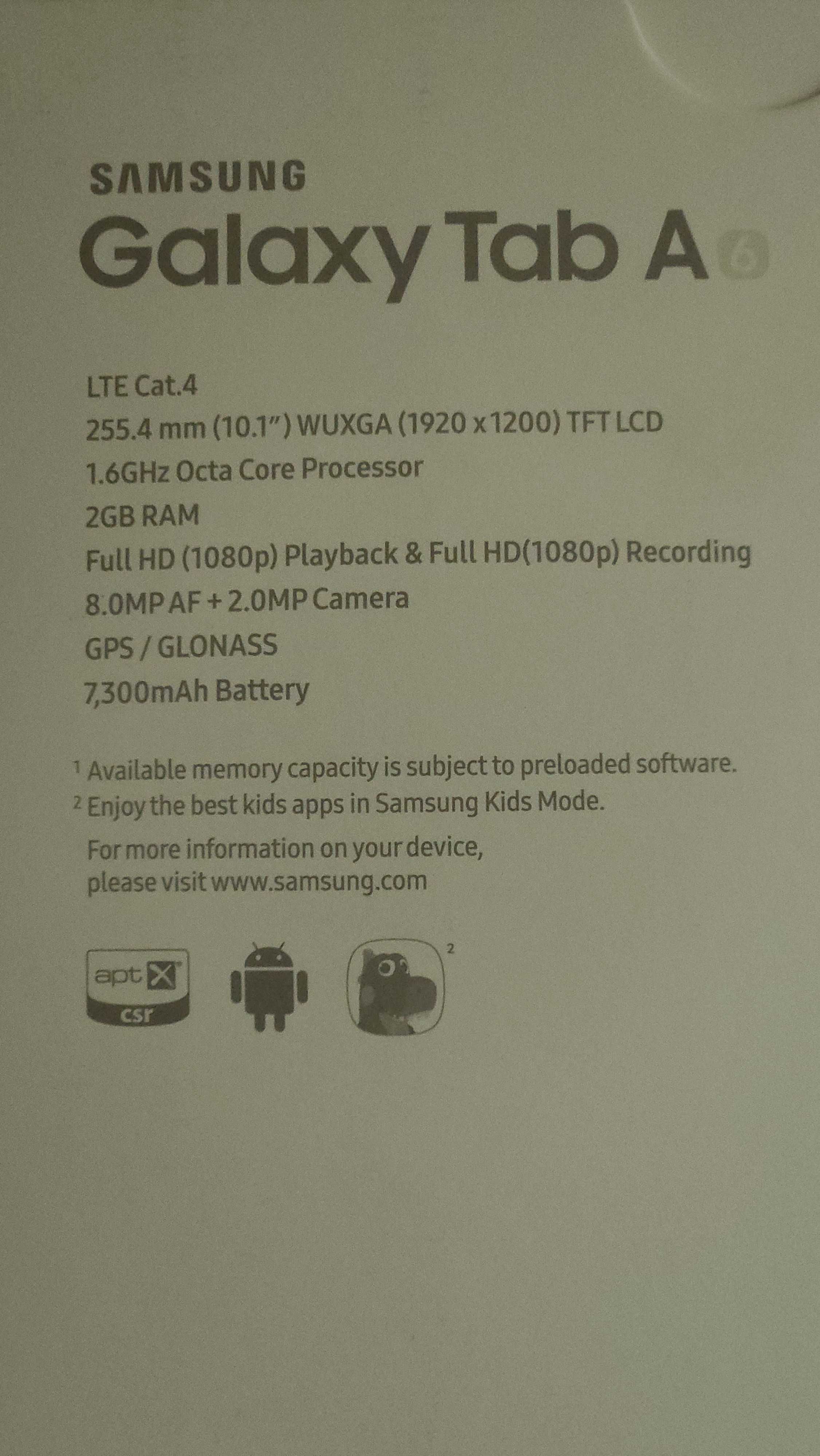 Tablet Samsung TAB A6 SM-T585 2/16 GB 10.1" LTE