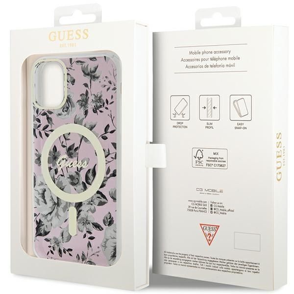 Guess Etui Flower MagSafe iPhone 11 / Xr Różowy - Elegancja i Ochrona