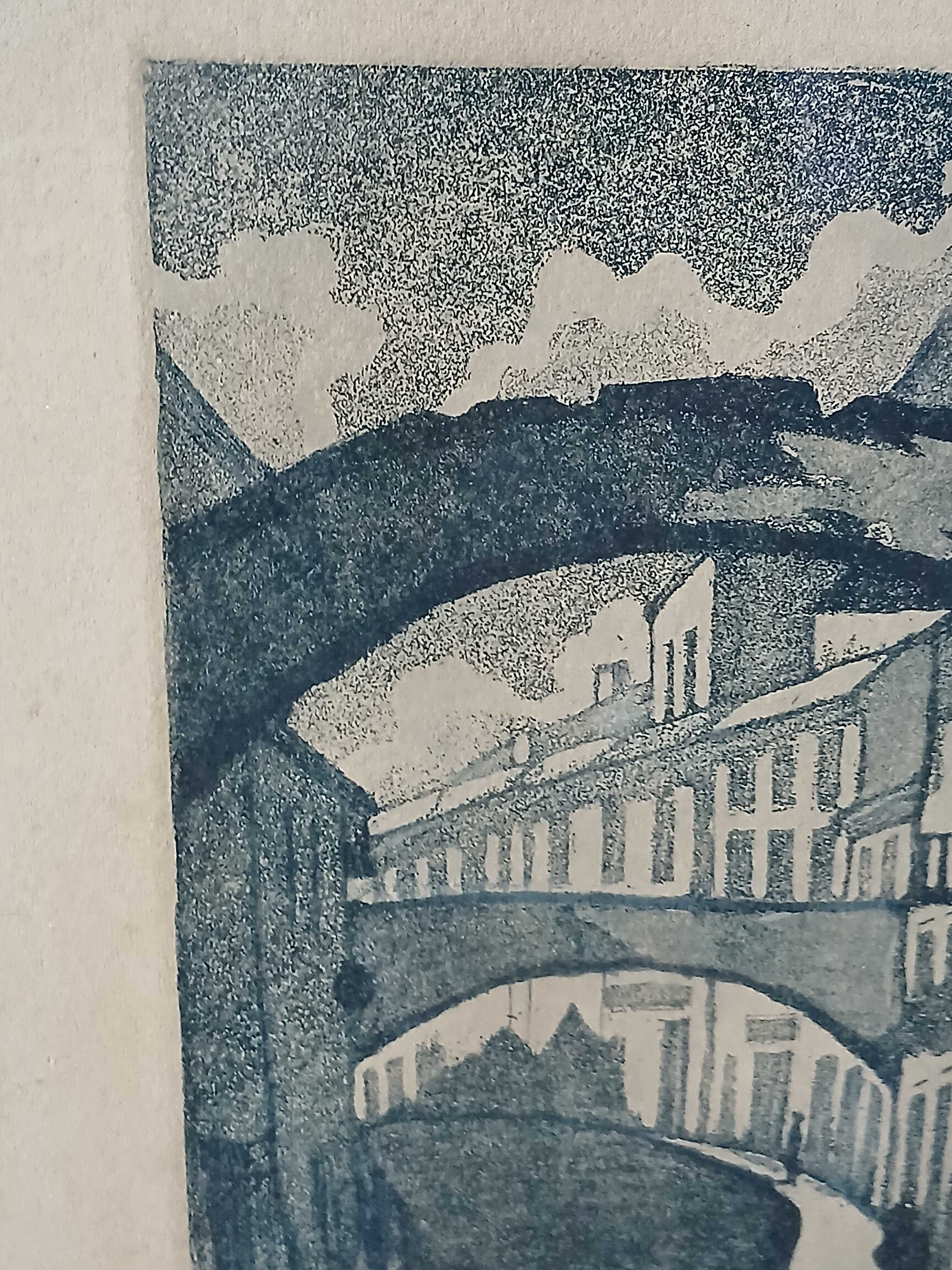 Stara grafika z 1931 roku podpisana uliczka Gdańska