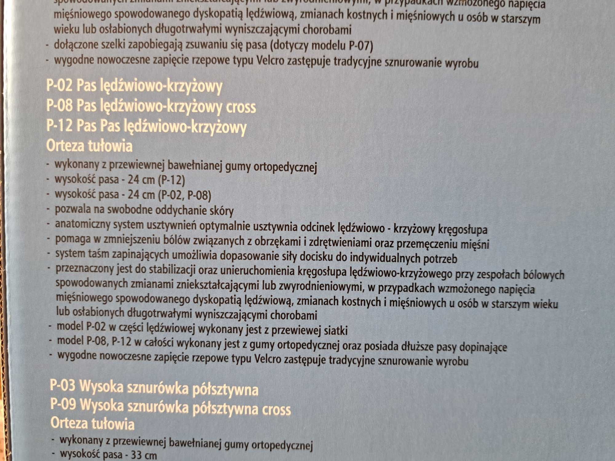 Pas lędźwiowo-krzyżowy NEOX roz L  pas 80-90cm , model P-02 L