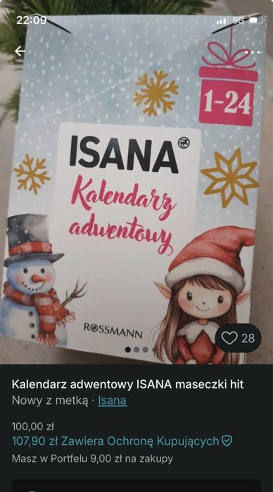 Isana kalendarz adwentowy z maseczkami