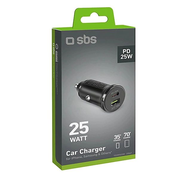 Ładowarka samochodowa SBS TECRPD25W 25W USB-A USB-C z Power Delivery -