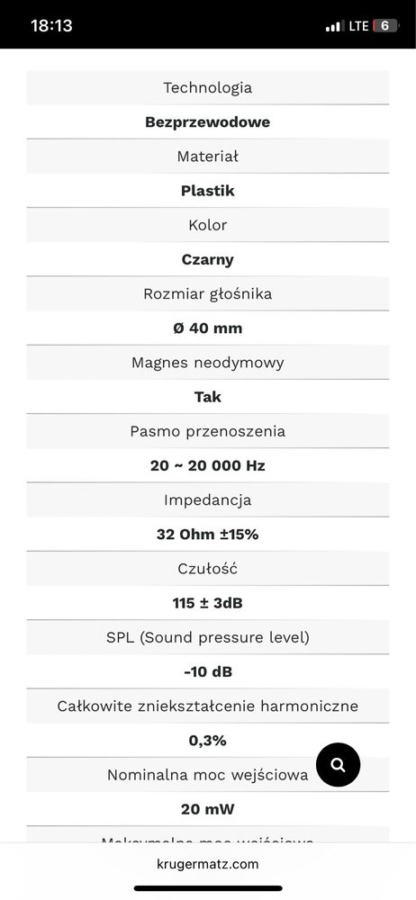 Słuchawki Kruger&Matz bezprzewodowe nauszne Wave 2