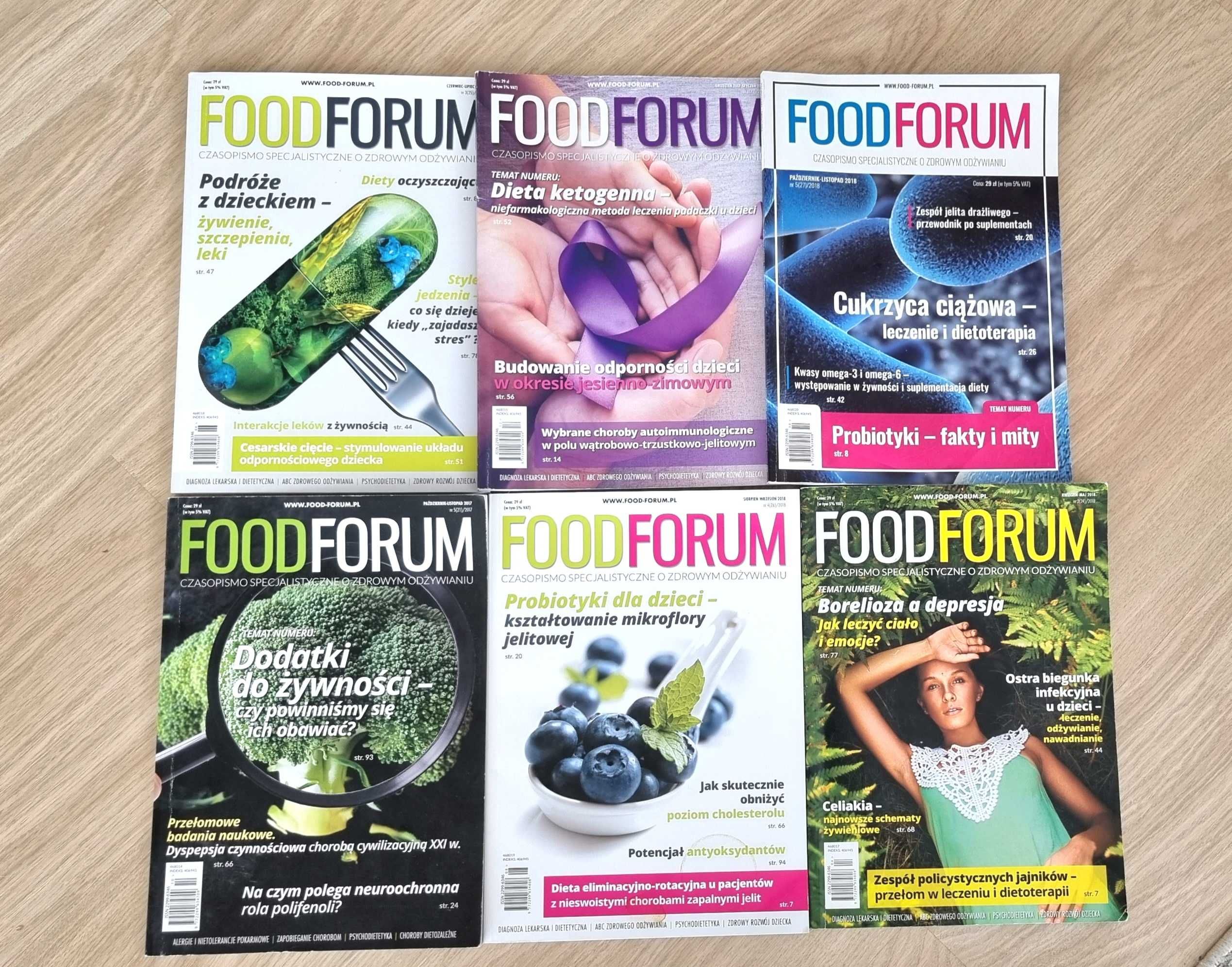 Czasopisma Foodforum (7 sztuk), casebookx2 ,dietetyka suplementy dieta