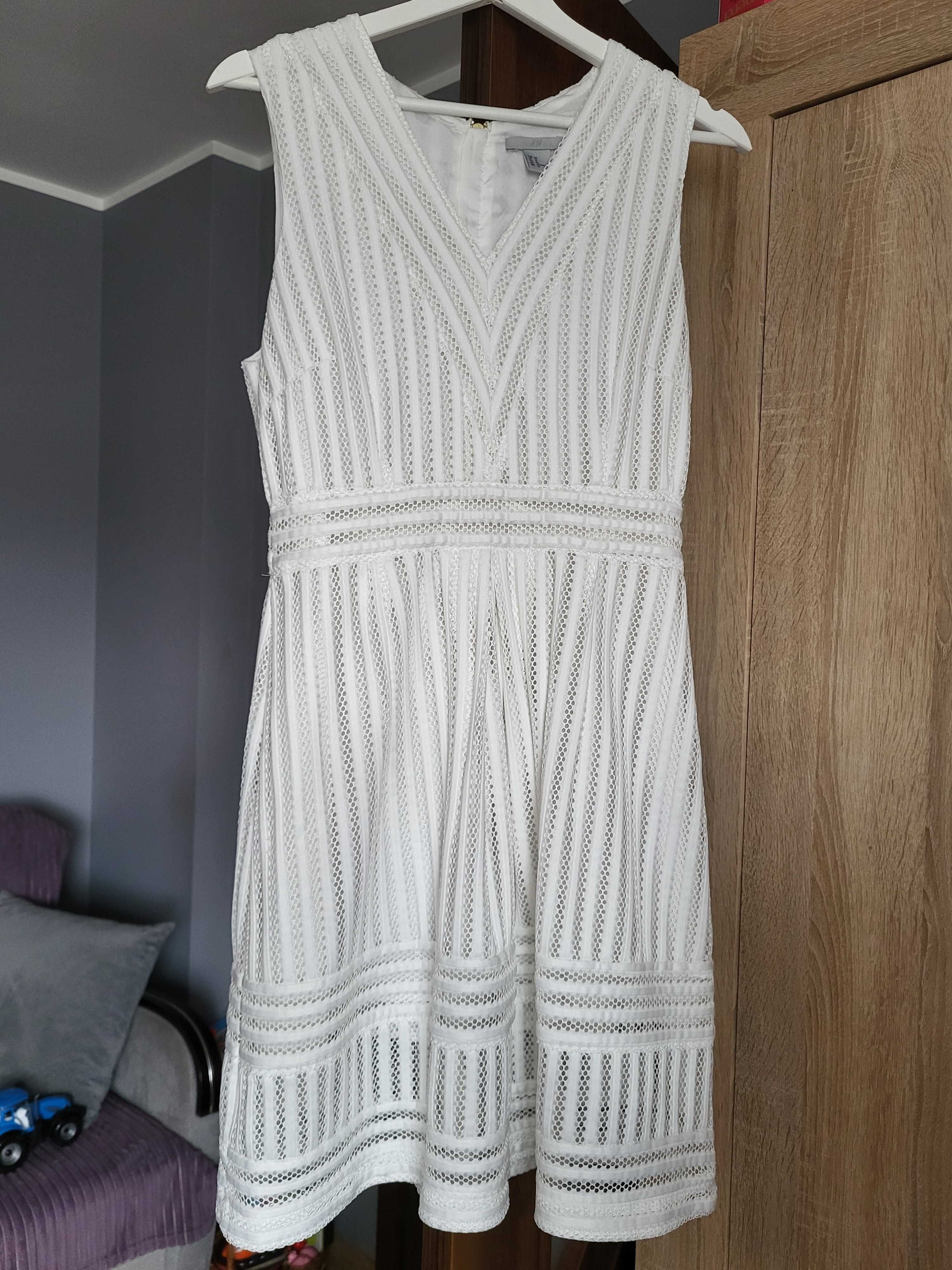 Sukienka damska Biała koronka H&M 40 M / L poprawiny wieczór panieński