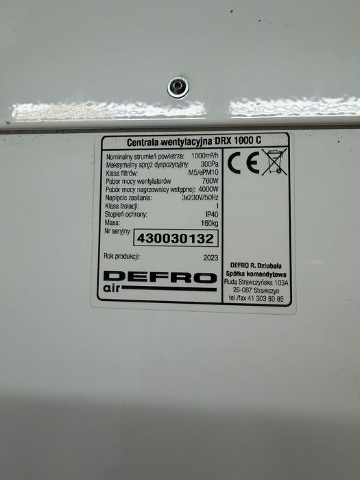 Rekuperator Defro DRX 1000 C