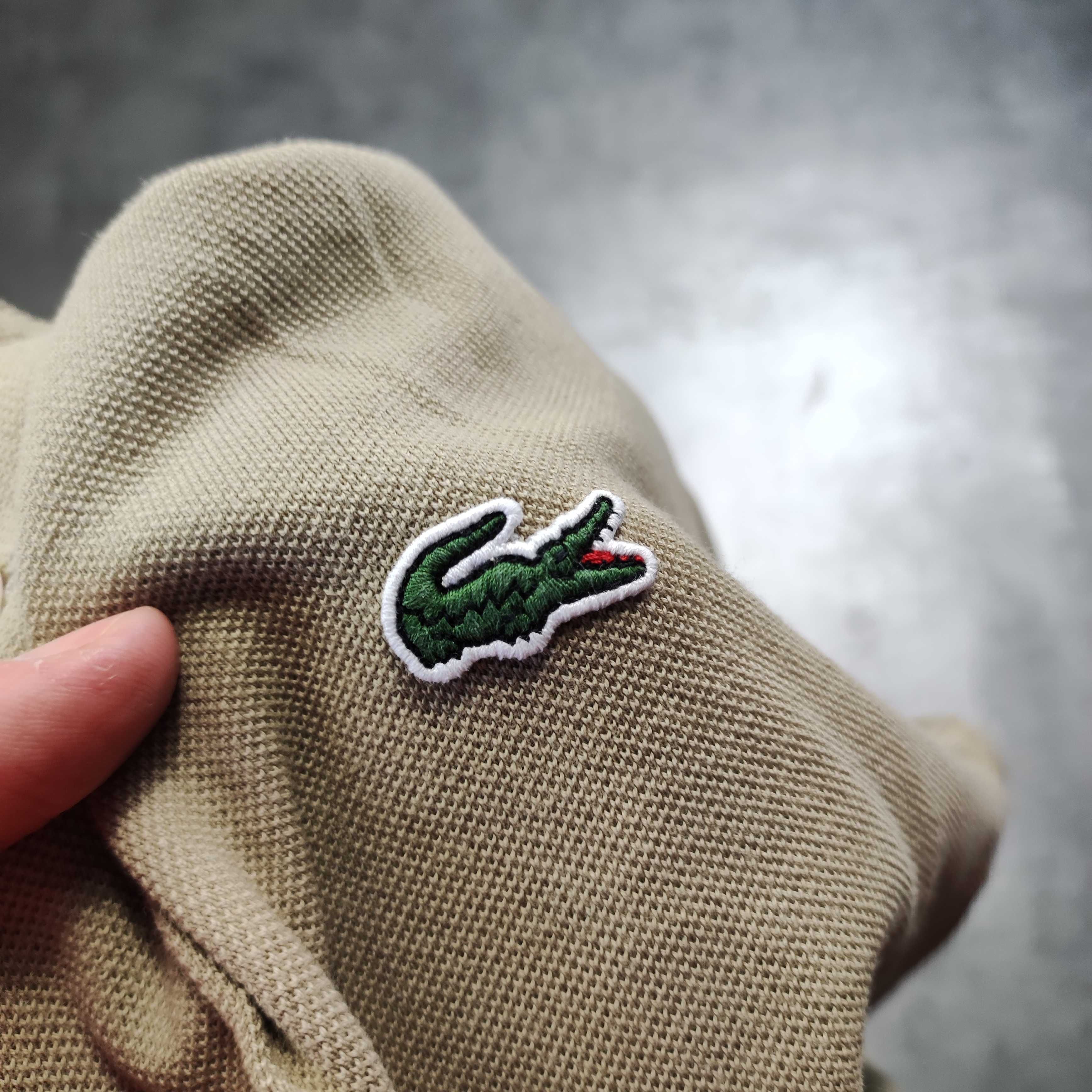 MĘSKA Koszulka POLO PREMIUM Elegancka Beżowa Lacoste haft Logo Casual