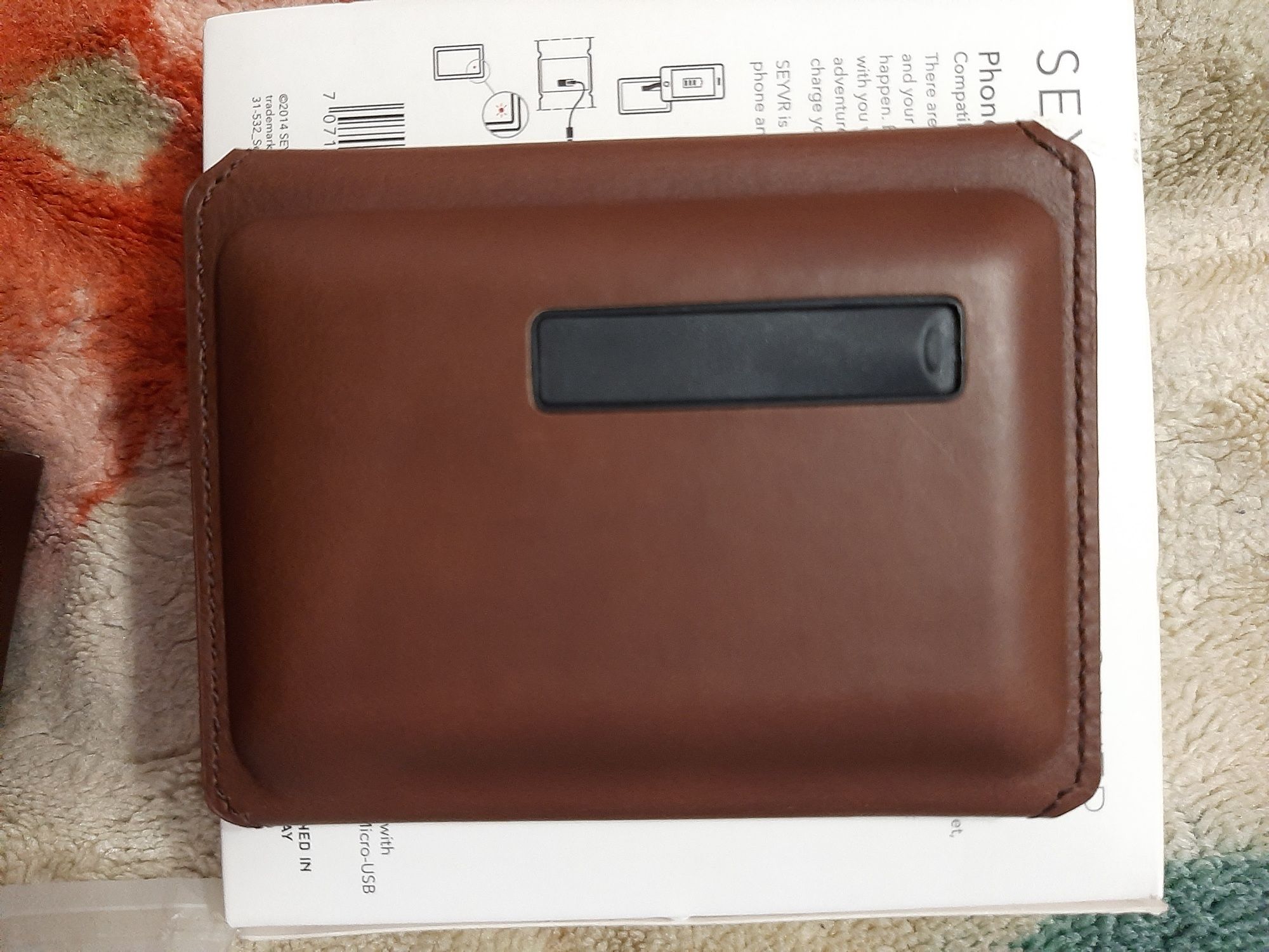 Powerbank sevyr leathee wallet + micro-USB brovn
