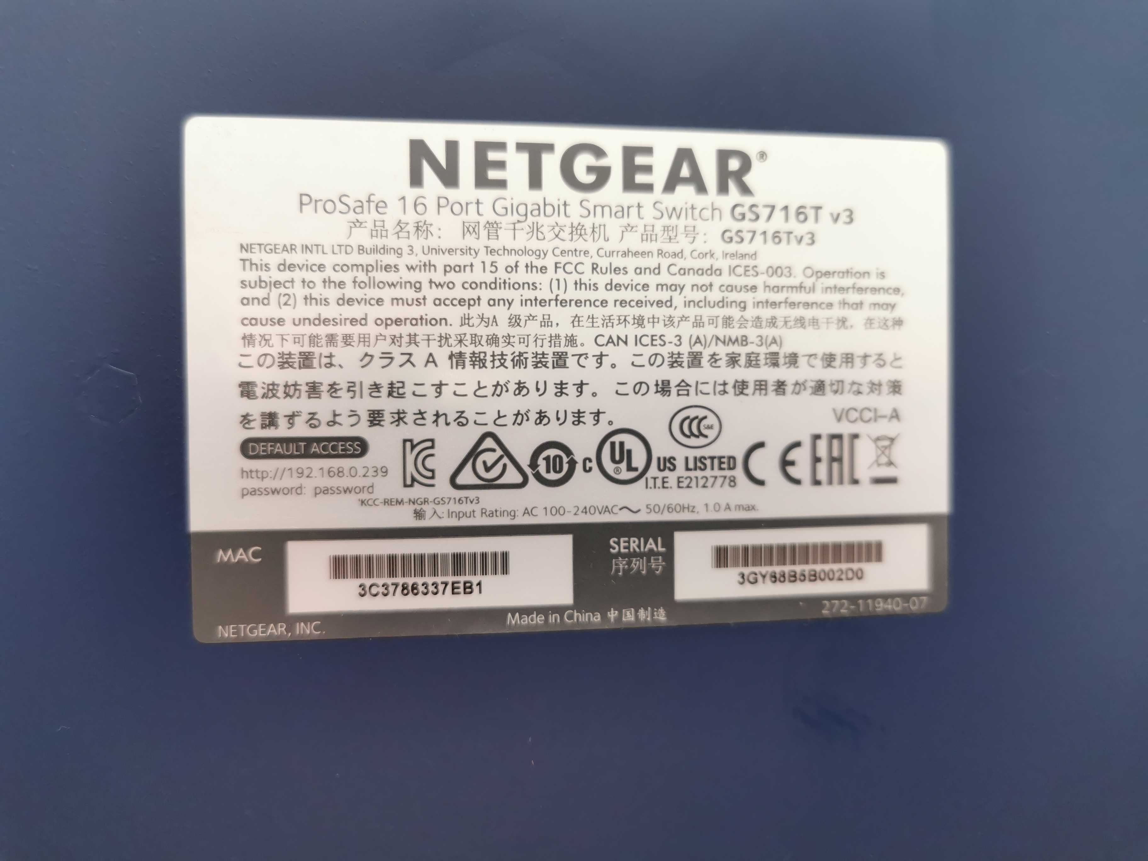 Switch NETGEAR GS716T-300EUS