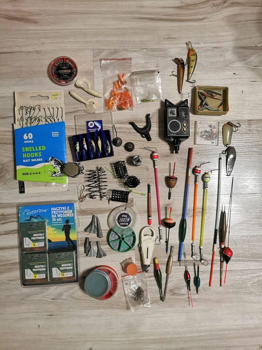 Duży mega zestaw sprzęt wędkarski