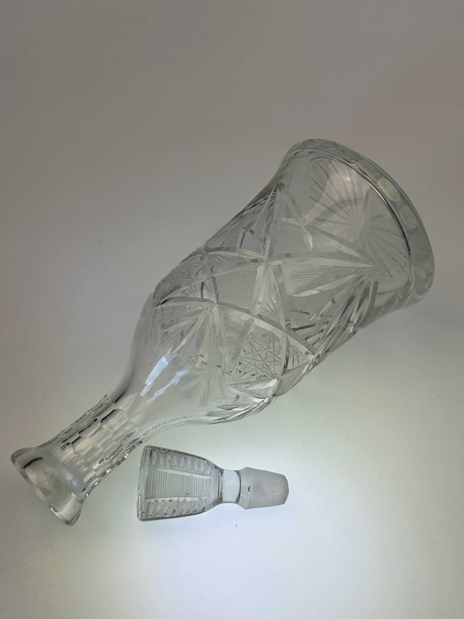 Karafka kryształ PRL szlify wys 21 cm 500 ml waga 735 gr