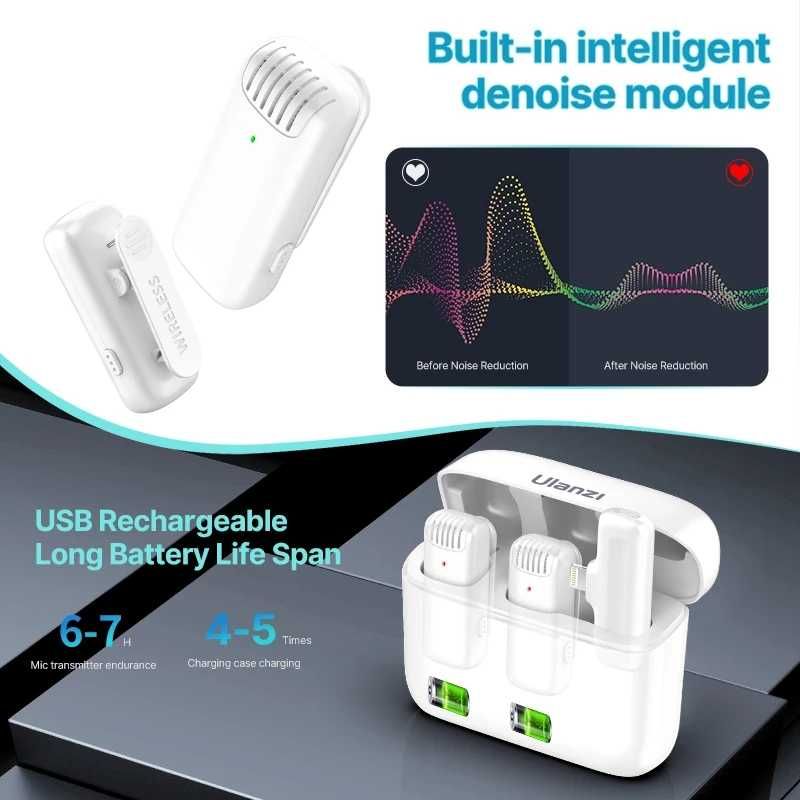 Bezprzewodowy mikrofon krawatowy Ulanzi J12 wersja USB-C BIAŁY