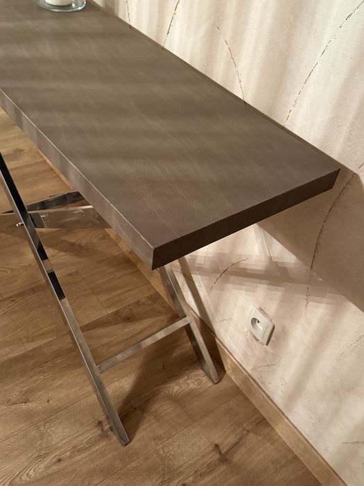 Konsola metalowa chrom chromowana szafka drewniana glamour stal metal