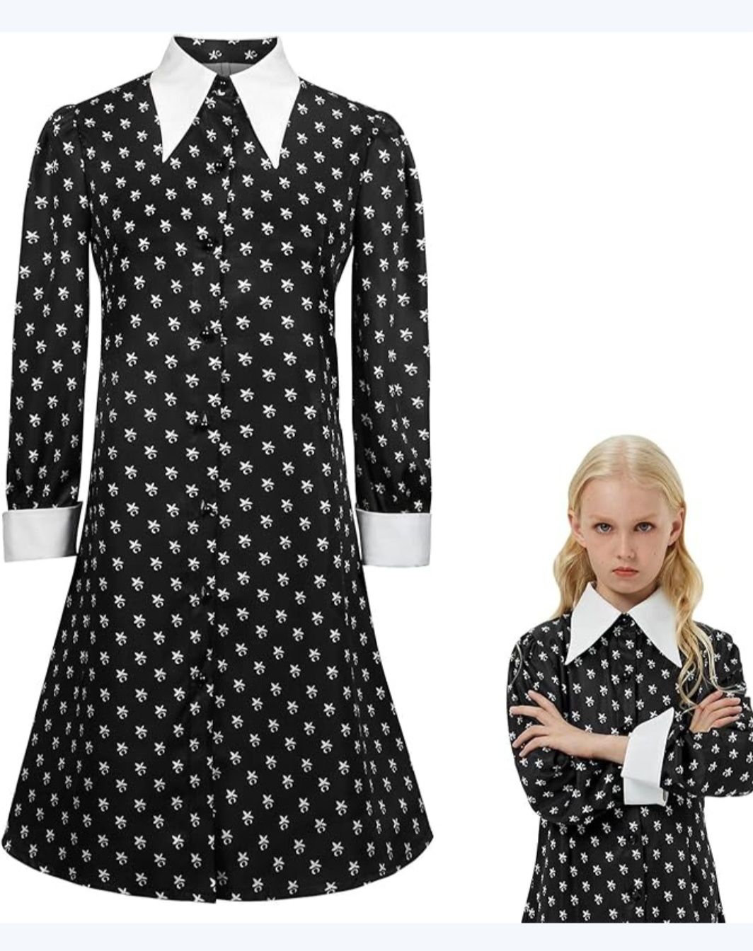 Strój na balik, przebranie Wednesday Addams z rodziny Addamsów