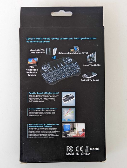 Comando Universal USB | Teclado QWERTY | Touchpad | Luz | Bateria | i8