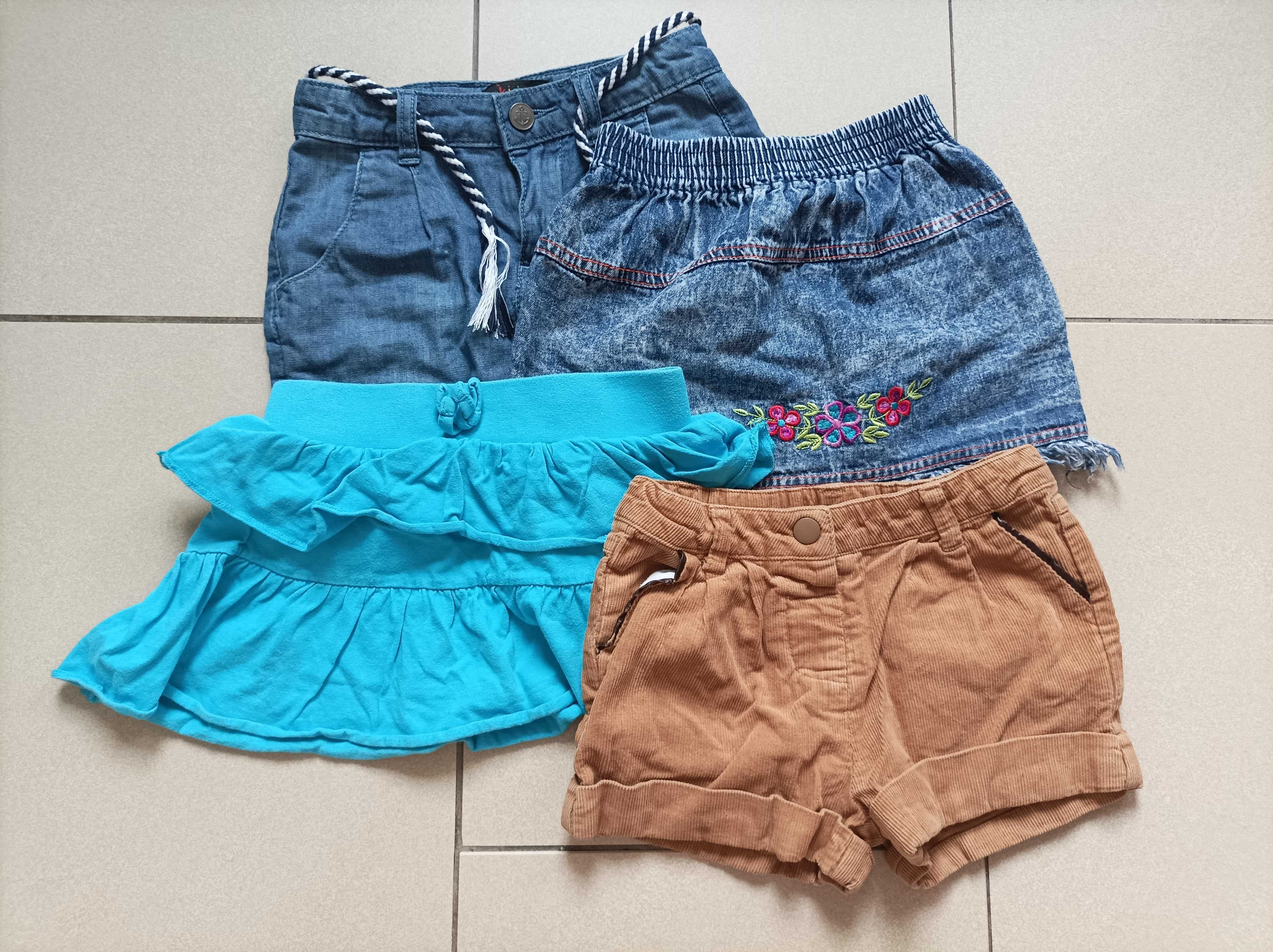 Szorty spódniczka na lato dla dziewczynki jeansowa, 98/104, 4 szt