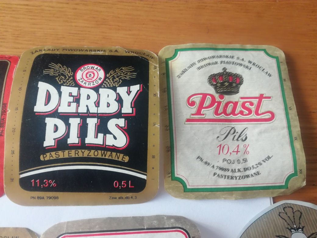 Stare etykiety piwne Browar Wrocław 1989 Zakrzów po piwie etykieta