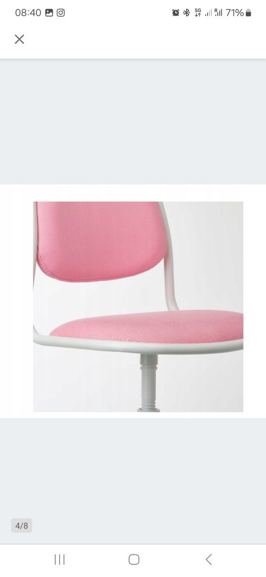 Dziecięce krzesełko biurkowe Ikea Orfjall Pink