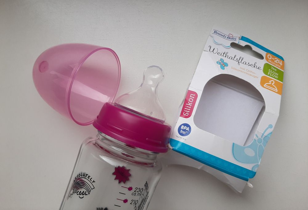 Пляшечка (бутилочка) для годування скляна 230 мл (0-24 m) Beauty Baby