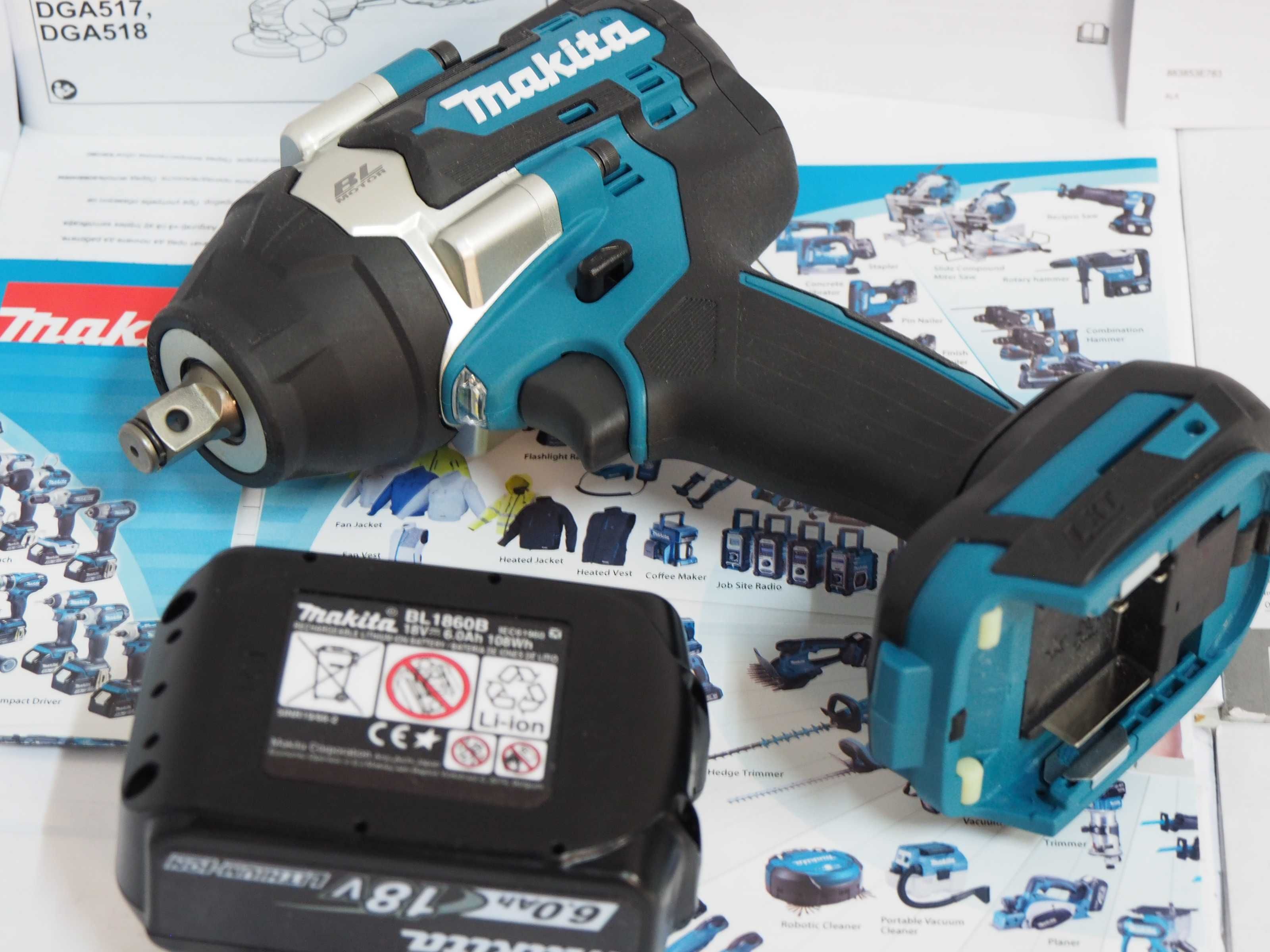 Komplet narzedzi bateria 18v 6ah klucz MAKITA DTW 700 Japan moc 1000Nm