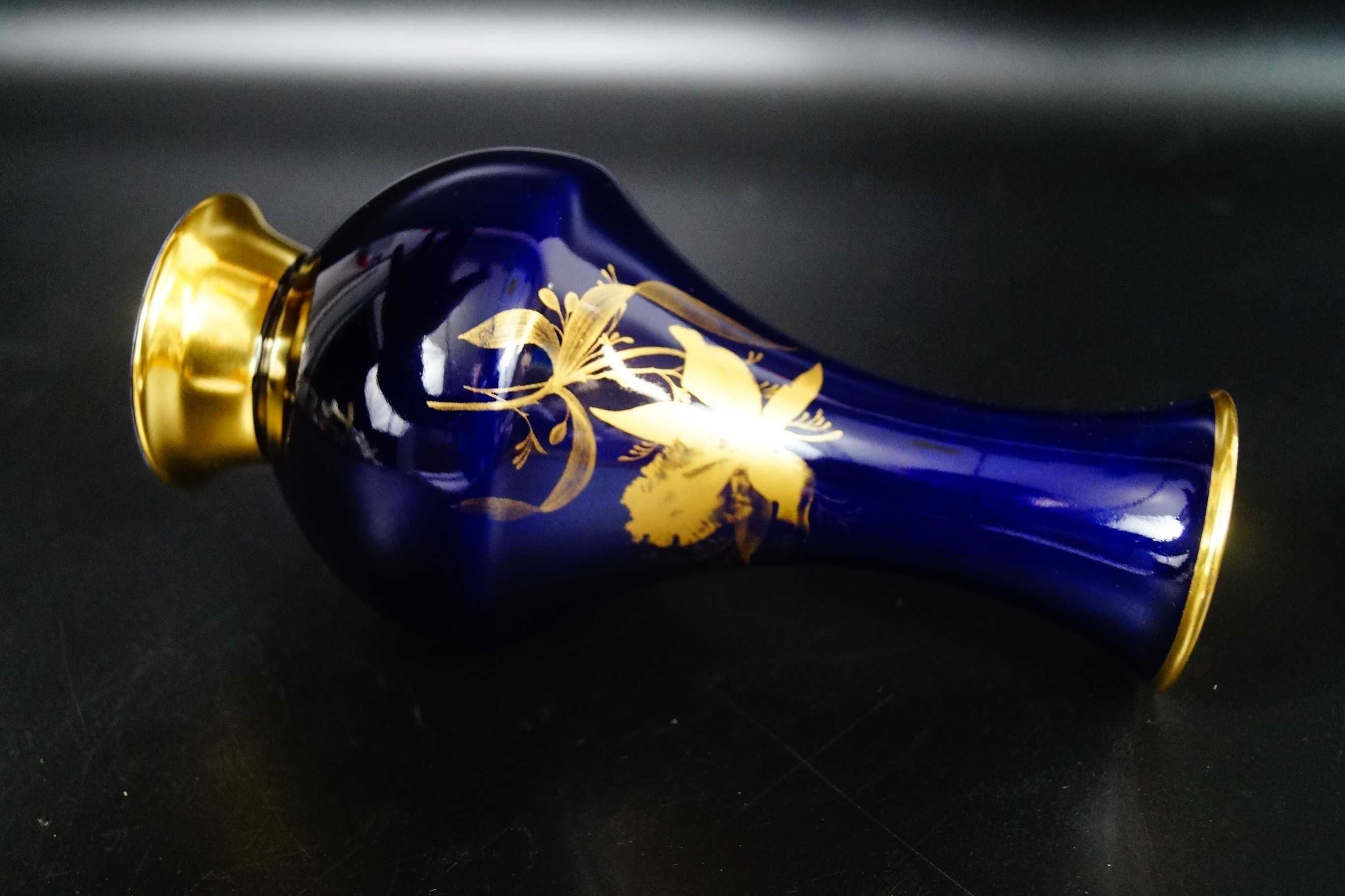 LINDNER wazon porcelanowy kobalt złoto