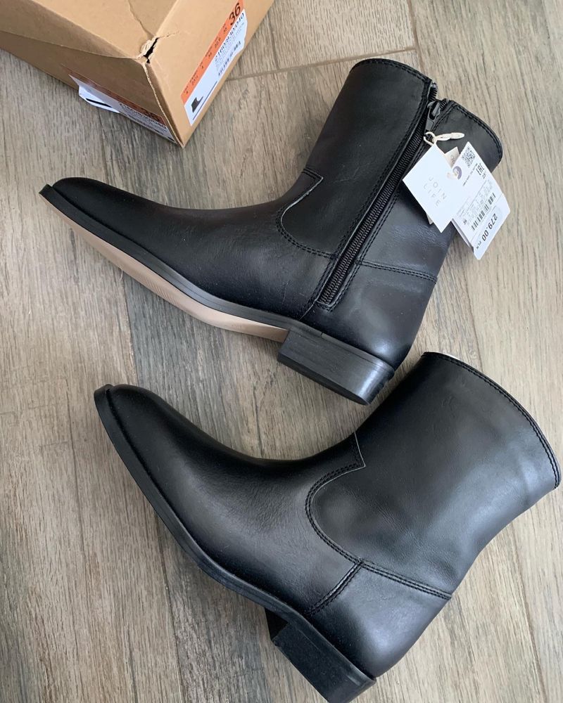 Zara 36 skorzane botki 23 cm