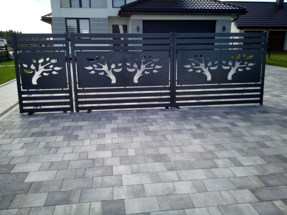 Brama z furtką ocynk +ral skrzydłowa profil 80x20 przesuwna słupek